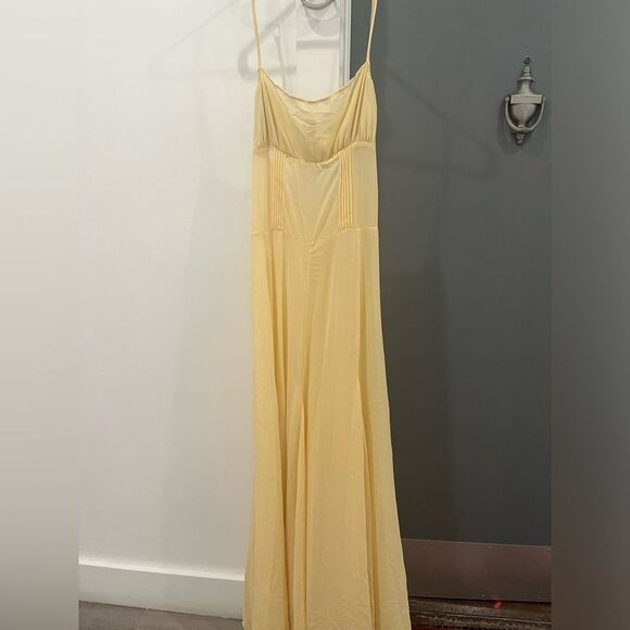 NWT Camila Coelho Maxi Dress Butter Yellow Sheer Dia Slip Wedding Guest size S - Picture 6 of 10